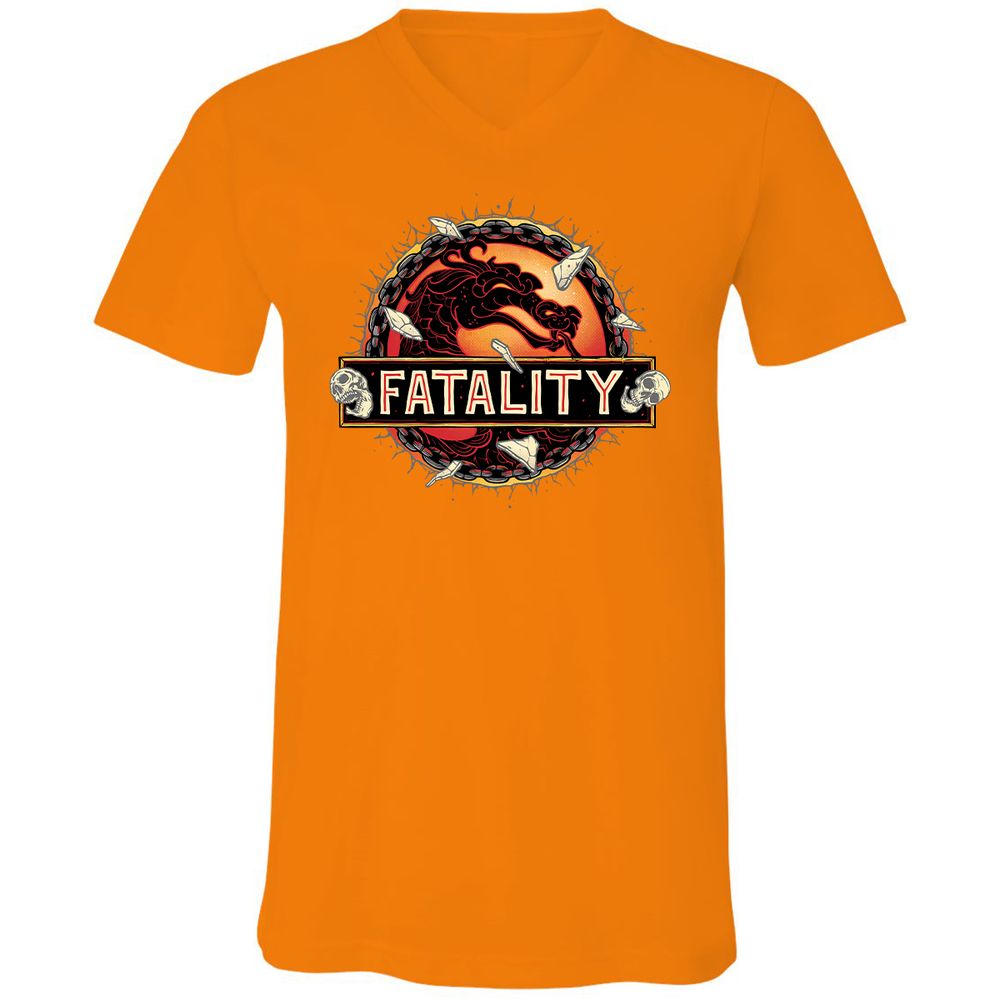 Unisex V-Neck T-Shirt - 4S9BQ194 - Orange - 11