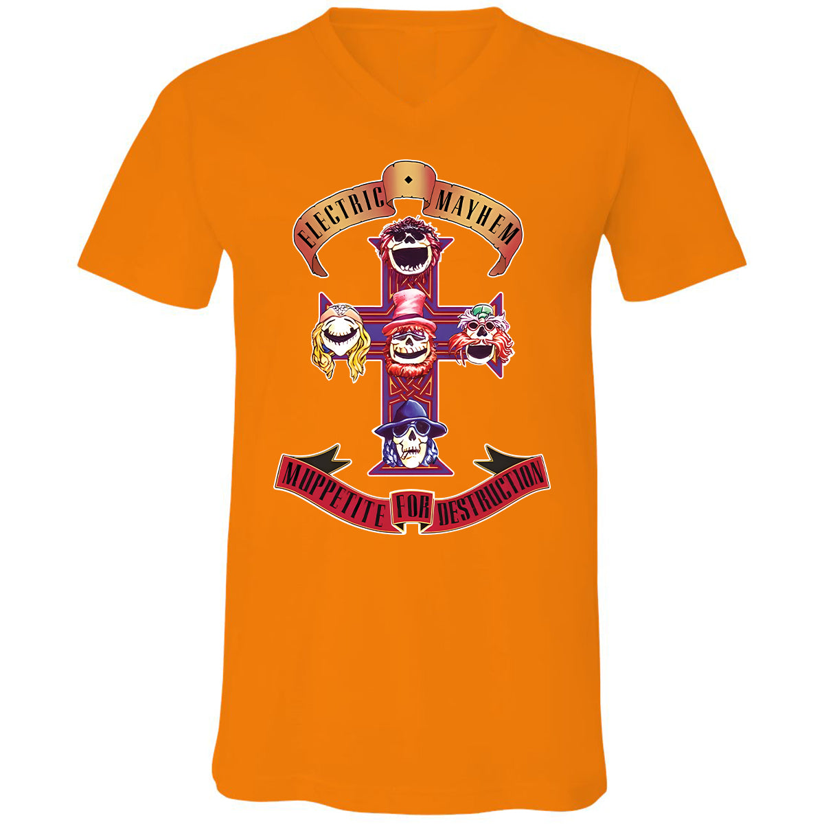 Unisex V-Neck T-Shirt - 2WQGNPEX - Orange - 11