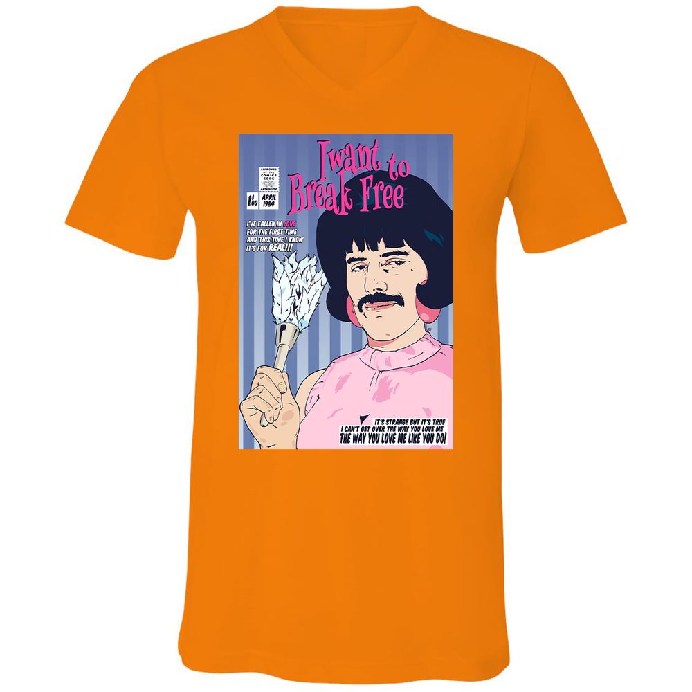 Unisex V-Neck T-Shirt - GGVQ9WXT - Orange - 11