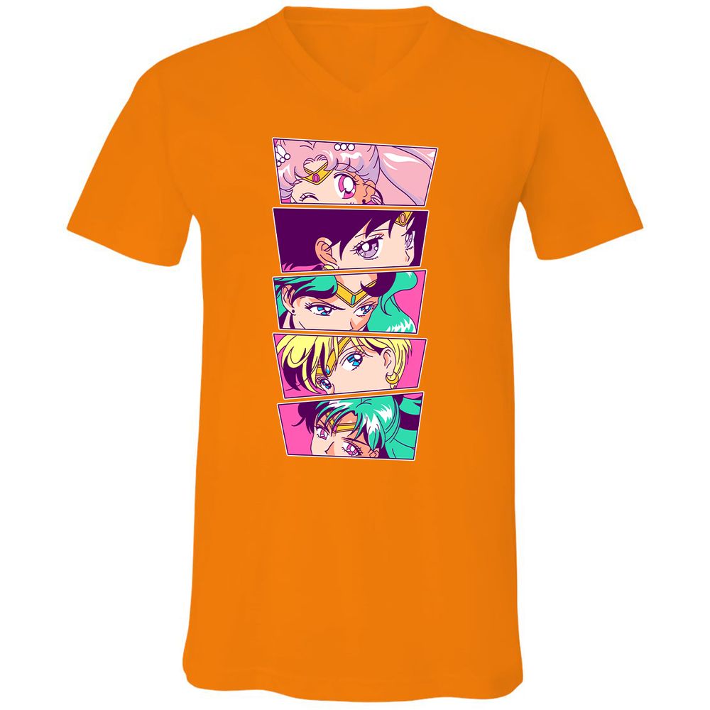 Unisex V-Neck T-Shirt - KVFL6QH8 - Orange - 11