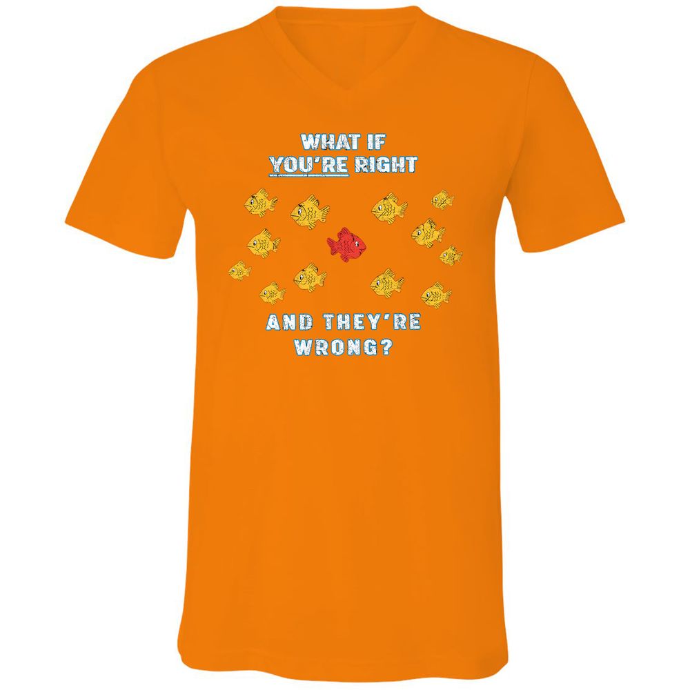 Unisex V-Neck T-Shirt - E7SCPC8Z - Orange - 11