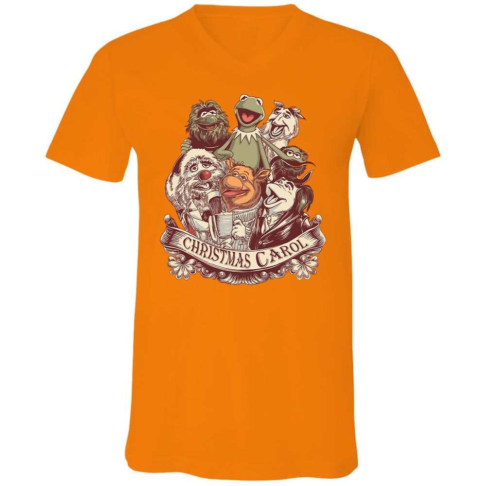 Unisex V-Neck T-Shirt - P4CERMPR - Orange - 11