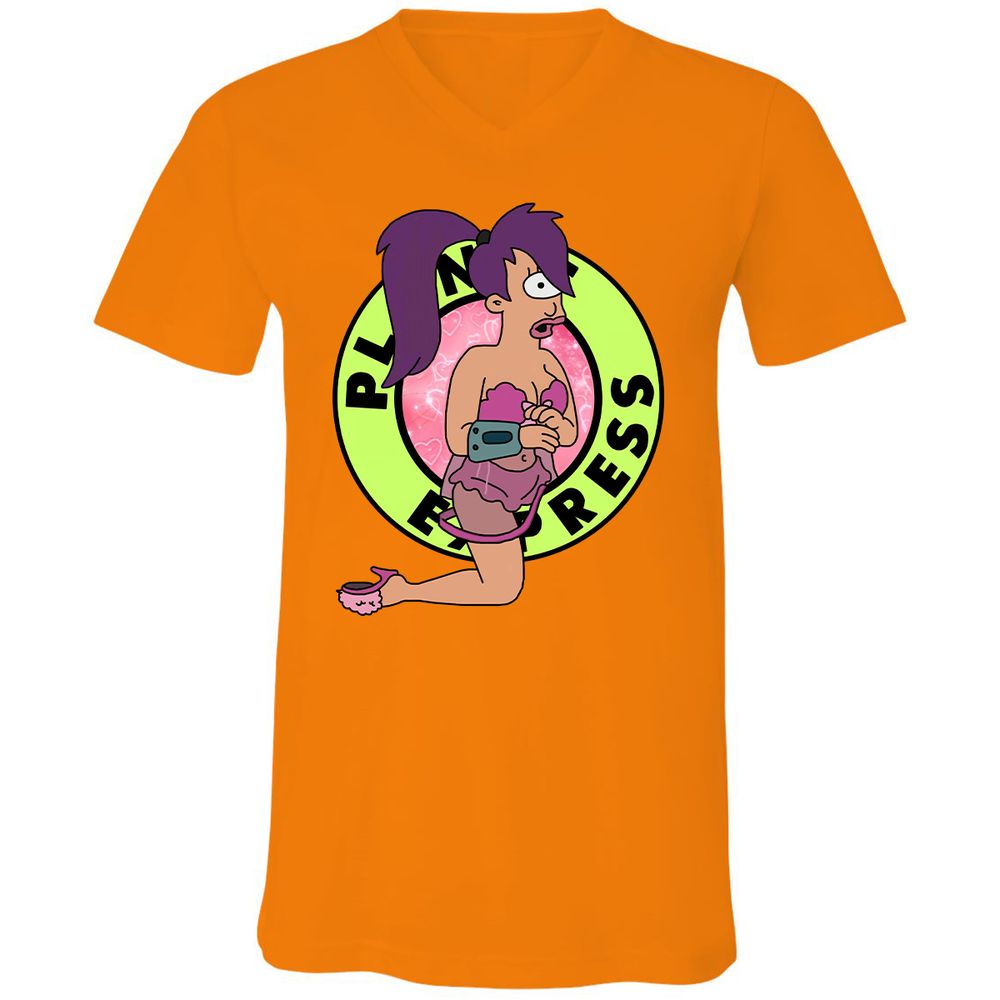 Unisex V-Neck T-Shirt - RVX3BEQ6 - Orange - 11