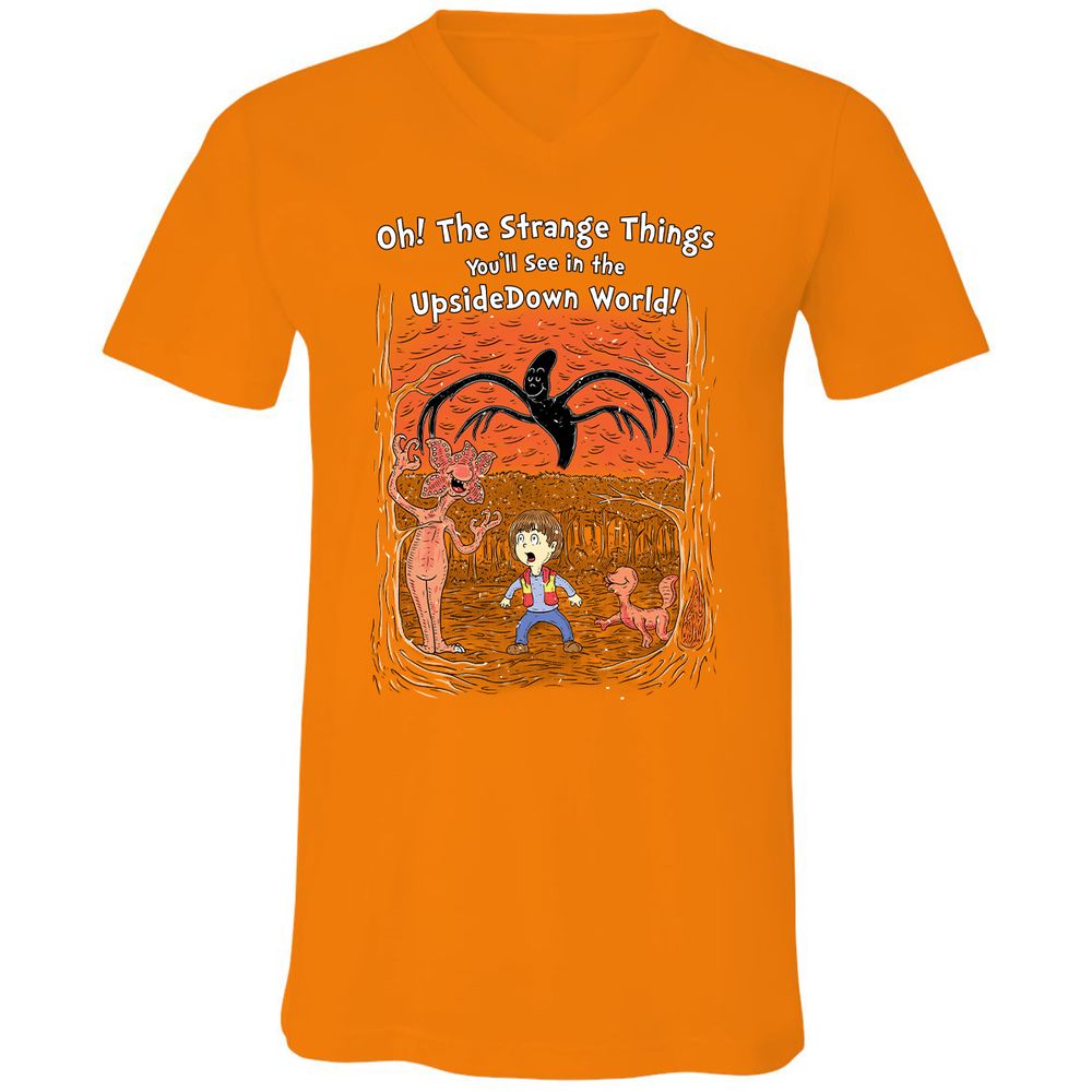 Unisex V-Neck T-Shirt - Q9M4EF8X - Orange - 11