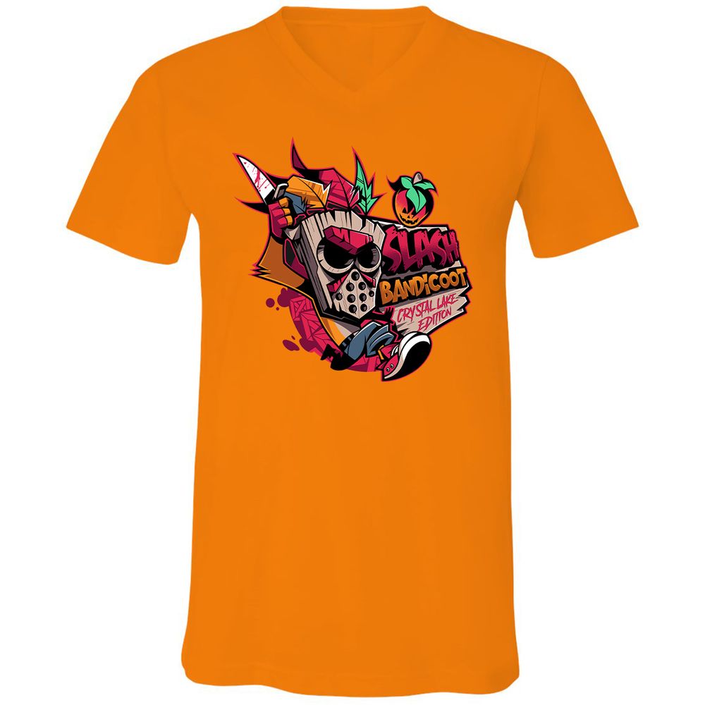 Unisex V-Neck T-Shirt - 9KWYY1KK - Orange - 11