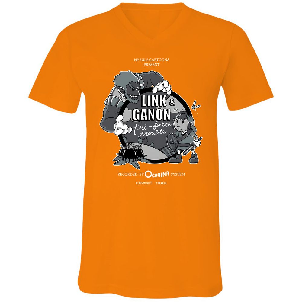 Unisex V-Neck T-Shirt - R5CWJQP9 - Orange - 11