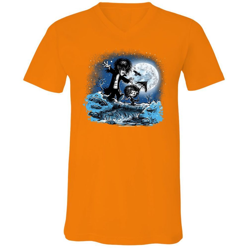 Unisex V-Neck T-Shirt - KNE63WYW - Orange - 11