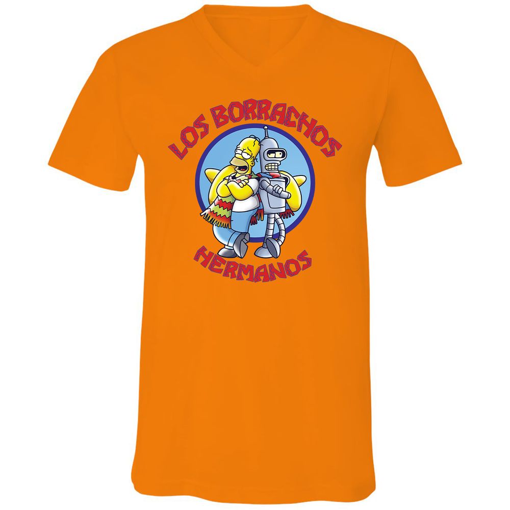 Unisex V-Neck T-Shirt - 3T54S7RJ - Orange - 11