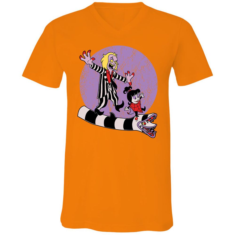 Unisex V-Neck T-Shirt - SKB9WUQH - Orange - 11