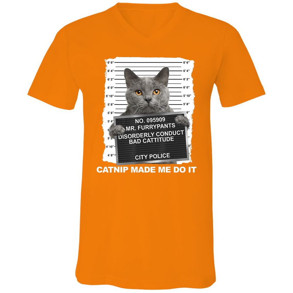 Unisex V-Neck T-Shirt - XZKU45LK - Orange - 11