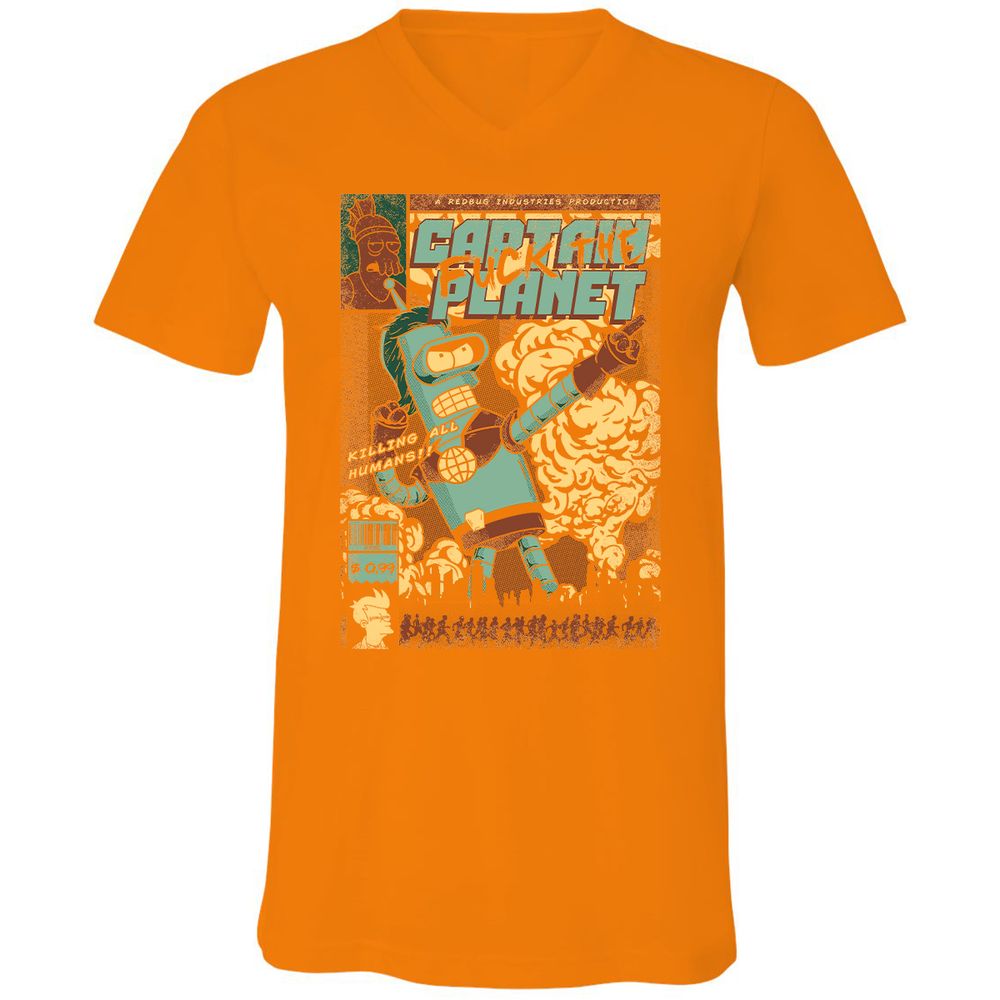 Unisex V-Neck T-Shirt - 3YXHYHQT - Orange - 11