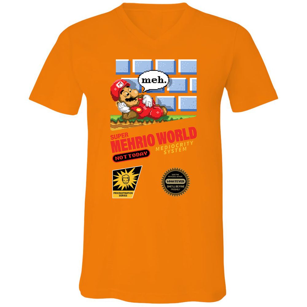 Unisex V-Neck T-Shirt - AXQLR876 - Orange - 11