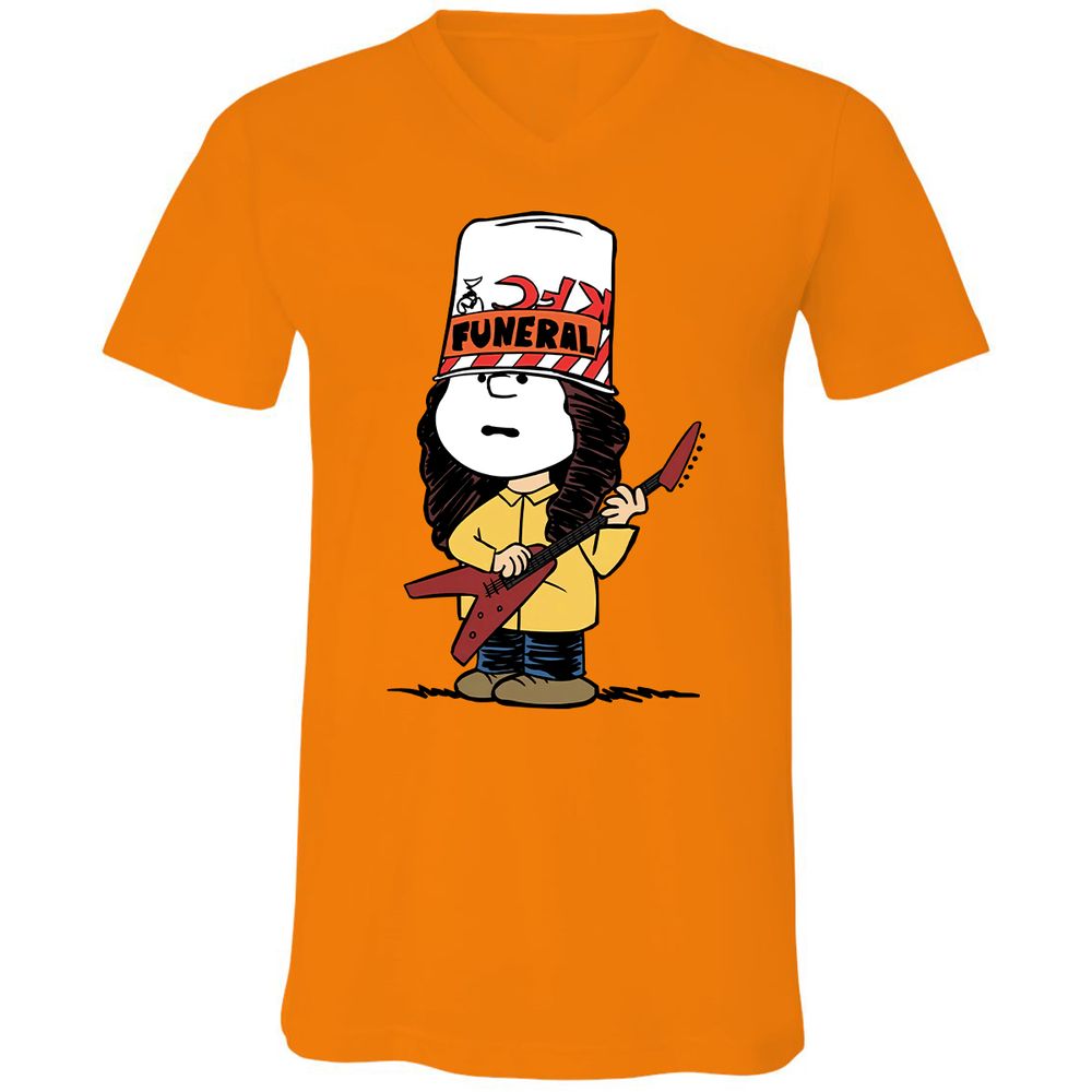 Unisex V-Neck T-Shirt - JKBJ6XKP - Orange - 11