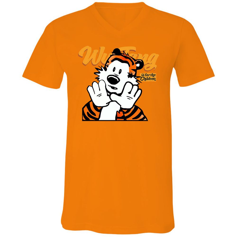 Unisex V-Neck T-Shirt - M7VLWC9B - Orange - 11