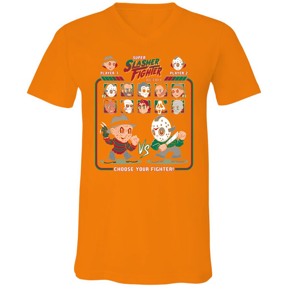 Unisex V-Neck T-Shirt - 73X137DC - Orange - 11