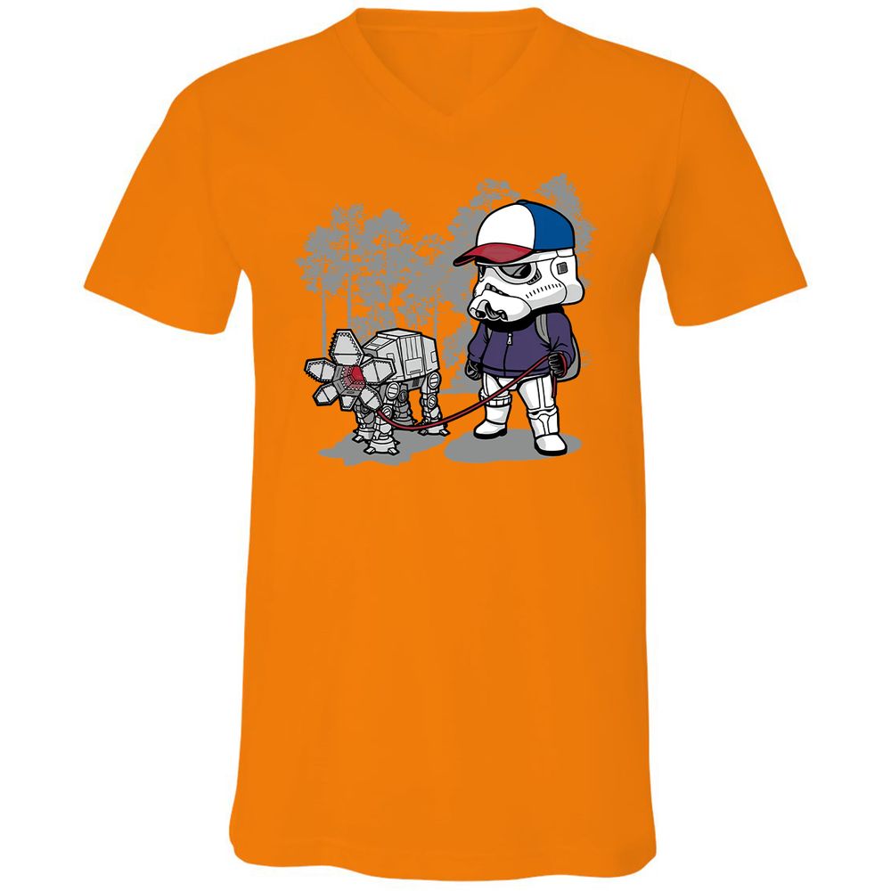 Unisex V-Neck T-Shirt - F8YZJFAJ - Orange - 11