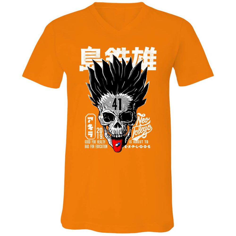 Unisex V-Neck T-Shirt - JP28EYZJ - Orange - 11