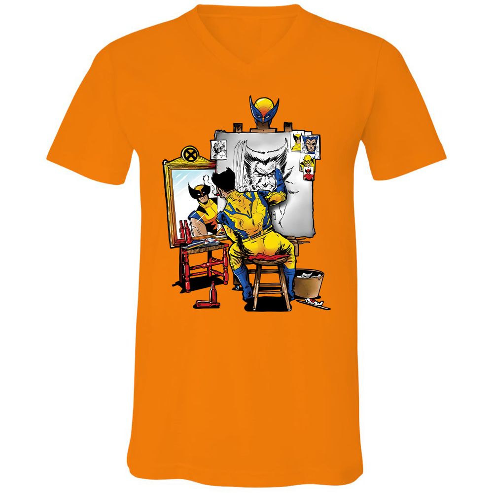 Unisex V-Neck T-Shirt - D9ZMUZ84 - Orange - 11