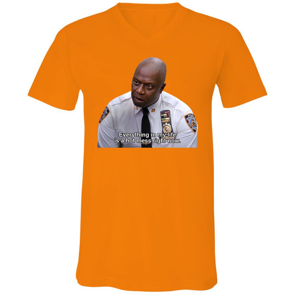 Unisex V-Neck T-Shirt - FYYM5YFT - Orange - 11