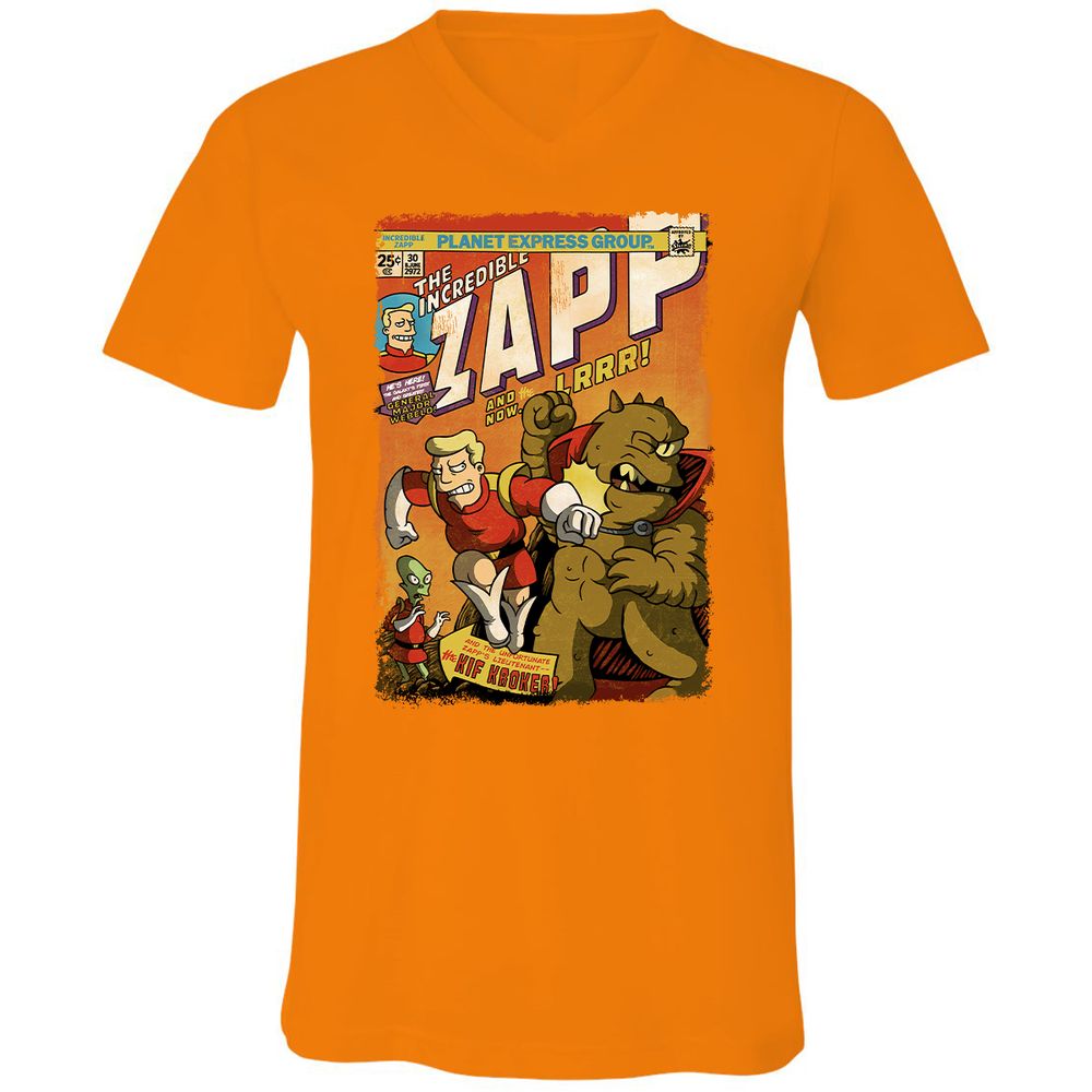 Unisex V-Neck T-Shirt - NPD6H9JB - Orange - 11