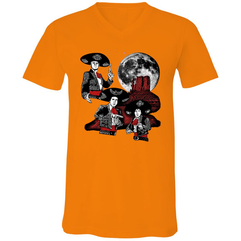 Unisex V-Neck T-Shirt - YW8XA733 - Orange - 11