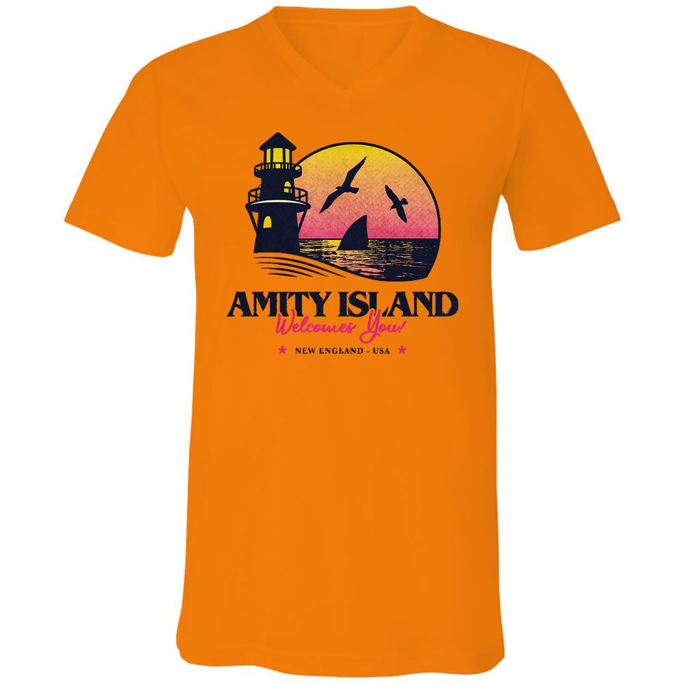 Unisex V-Neck T-Shirt - A5KM9H3R - Orange - 11