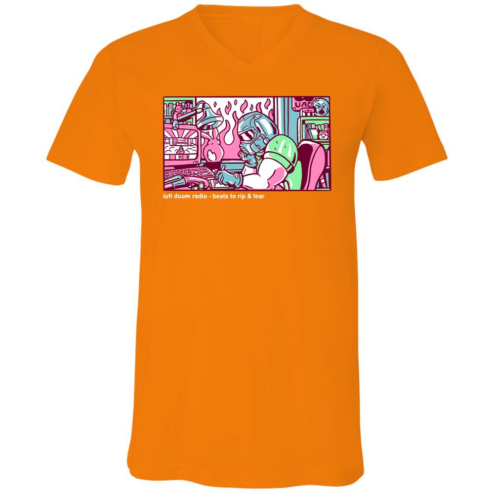 Unisex V-Neck T-Shirt - TUNX2Q7A - Orange - 11