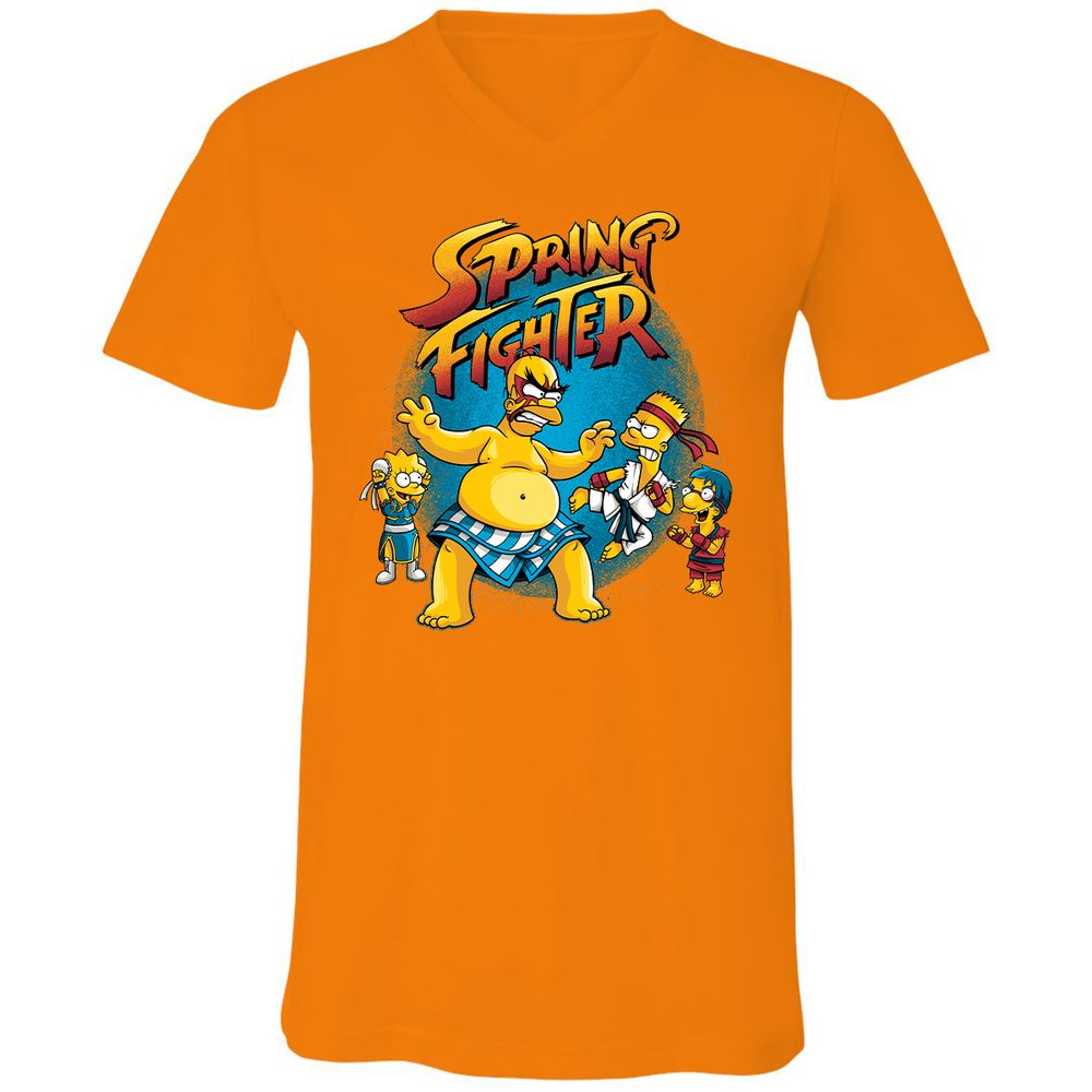 Unisex V-Neck T-Shirt - 7K9YBQ6Z - Orange - 11