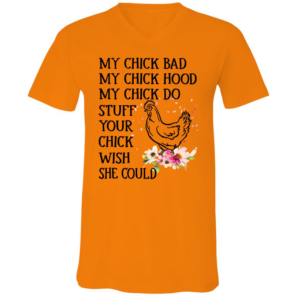 Unisex V-Neck T-Shirt - YVUX57TN - Orange - 11