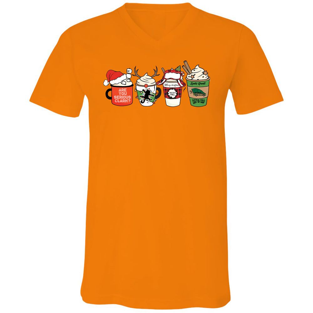 Unisex V-Neck T-Shirt - DUD7N2R2 - Orange - 11