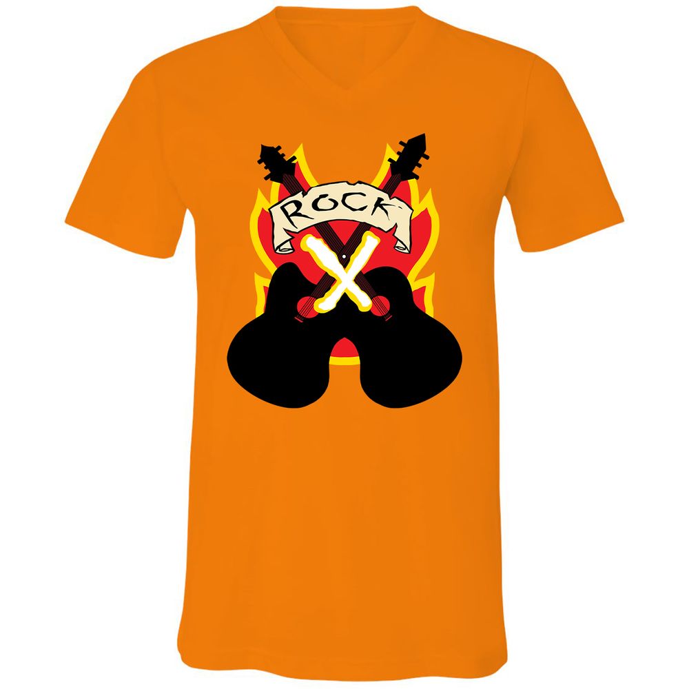 Unisex V-Neck T-Shirt - QAJMSDKZ - Orange - 11