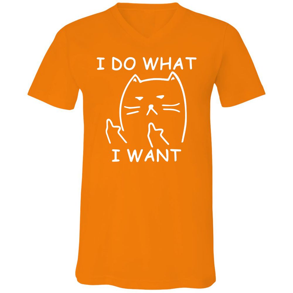 Unisex V-Neck T-Shirt - KYBC7HAG - Orange - 11