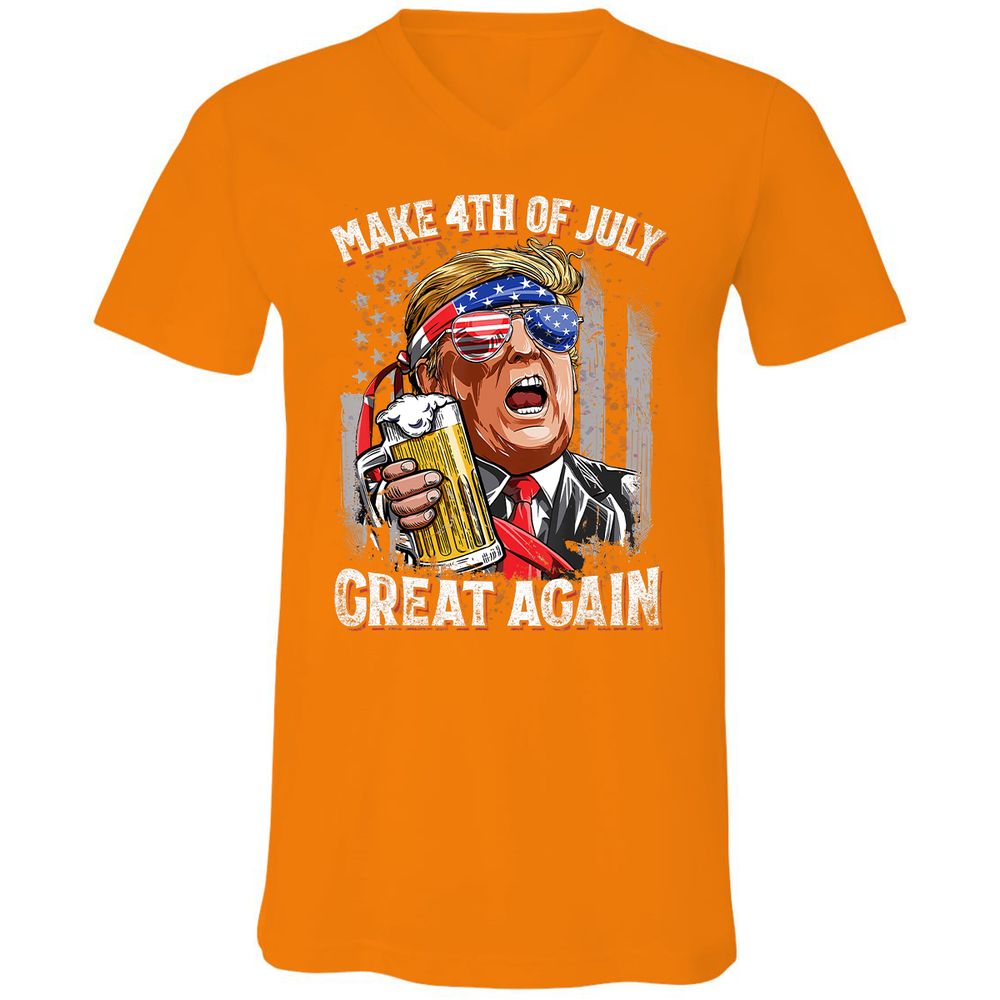 Unisex V-Neck T-Shirt - 76F9U3NA - Orange - 11