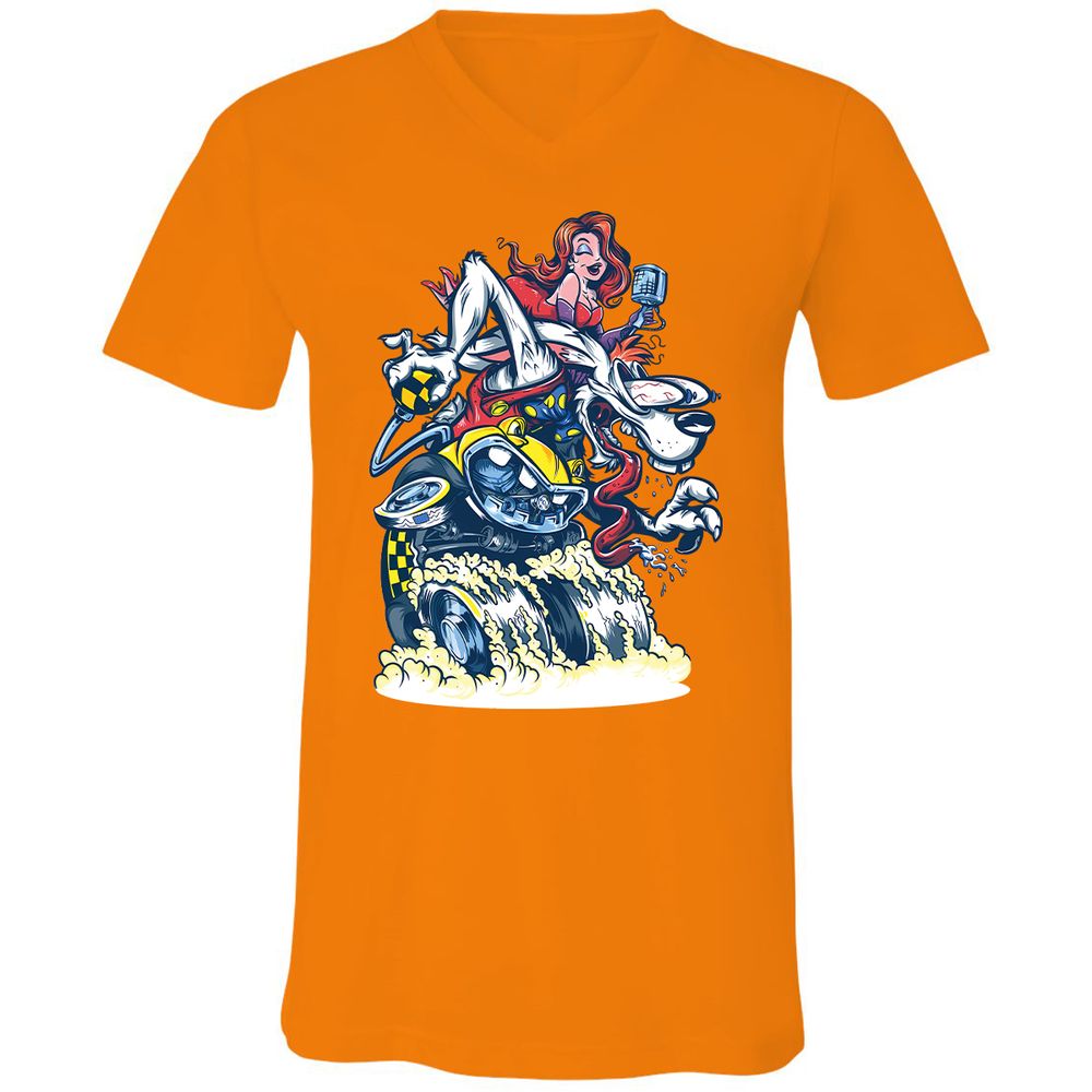 Unisex V-Neck T-Shirt - CN24WZBS - Orange - 11