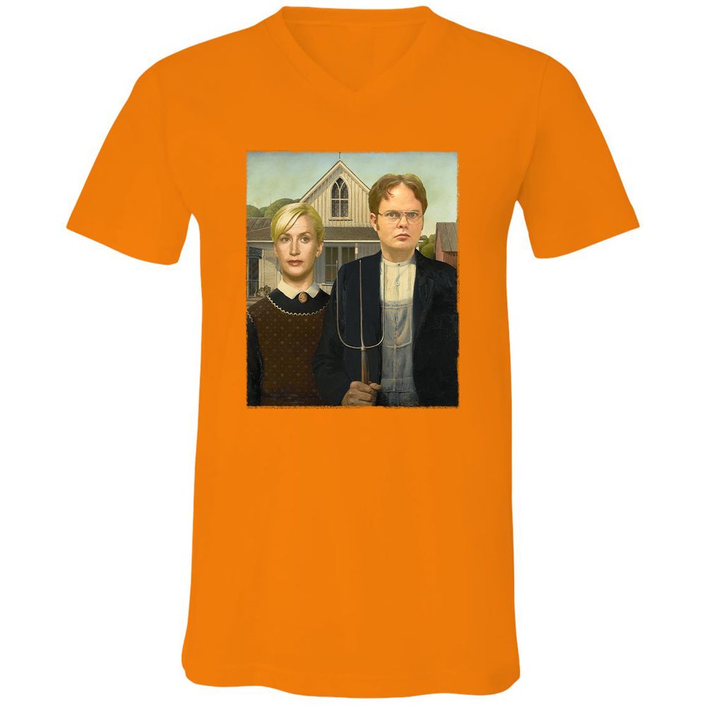 Unisex V-Neck T-Shirt - AP2K9UF9 - Orange - 11