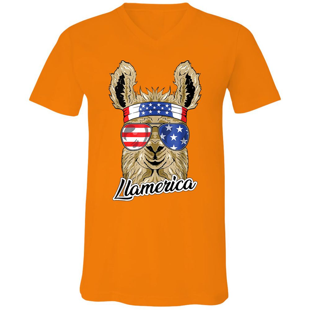 Unisex V-Neck T-Shirt - ZY4XCZ3M - Orange - 11