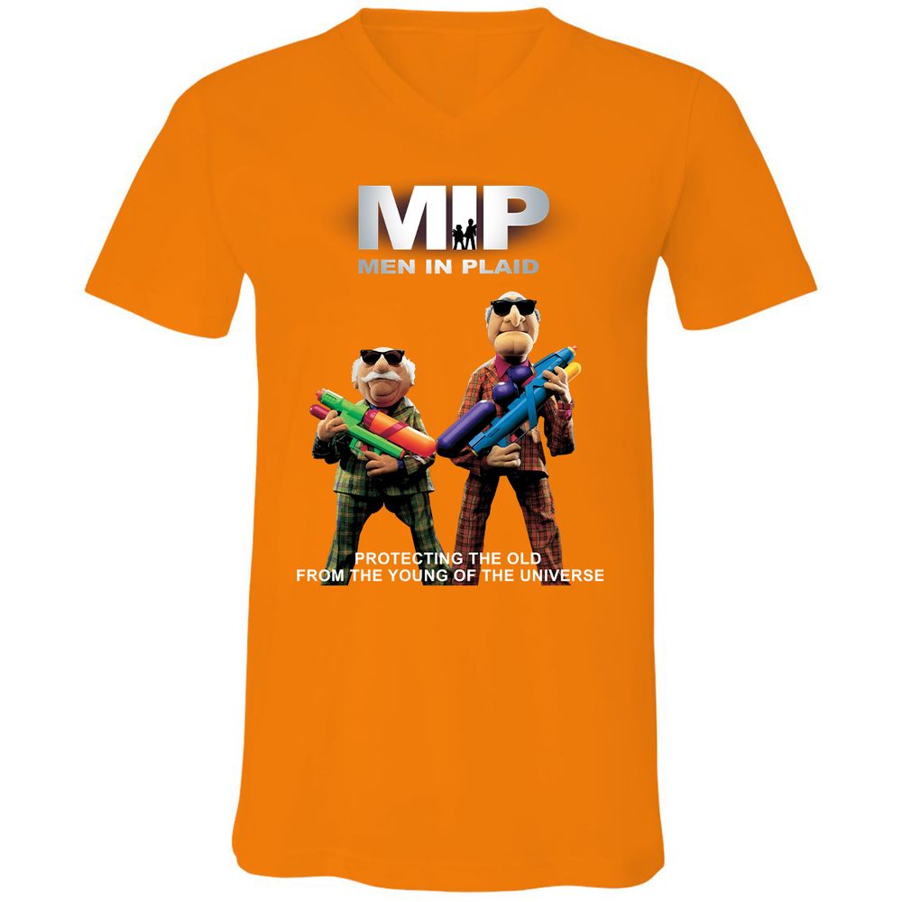 Unisex V-Neck T-Shirt - B7CTGD7T - Orange - 11