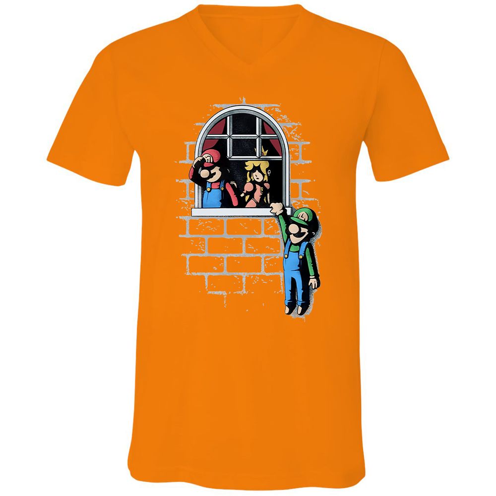 Unisex V-Neck T-Shirt - CBV7YKQQ - Orange - 11