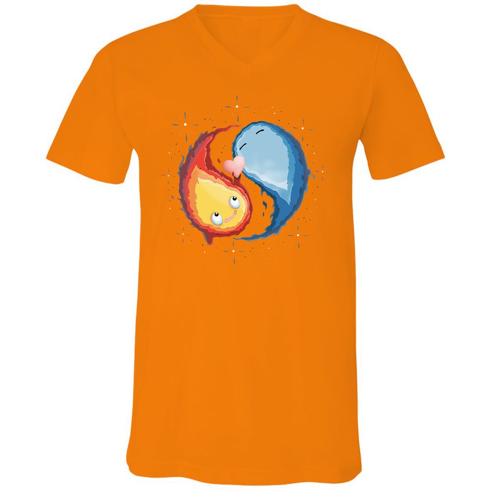 Unisex V-Neck T-Shirt - 4W92J8UJ - Orange - 11
