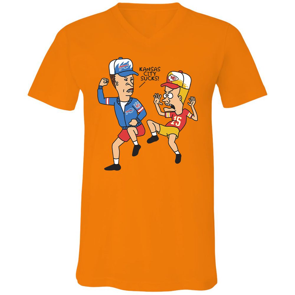 Unisex V-Neck T-Shirt - 852LTBDQ - Orange - 11
