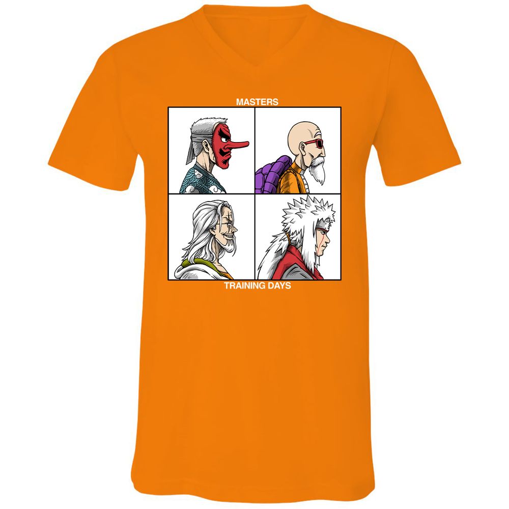 Unisex V-Neck T-Shirt - QCP7ZN2H - Orange - 11