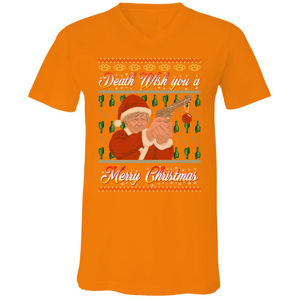 Unisex V-Neck T-Shirt - FZVM2GH4 - Orange - 11