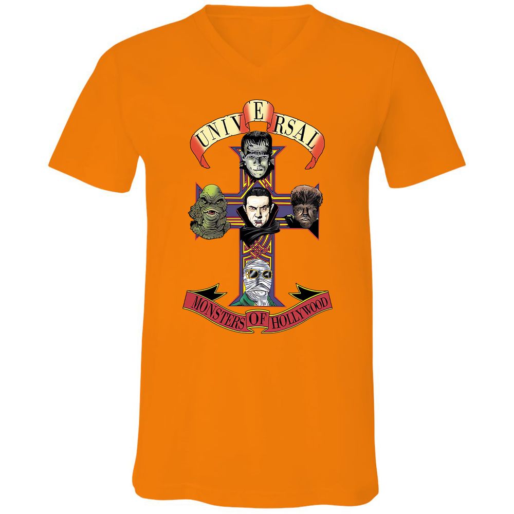 Unisex V-Neck T-Shirt - QUM8J6Q4 - Orange - 11