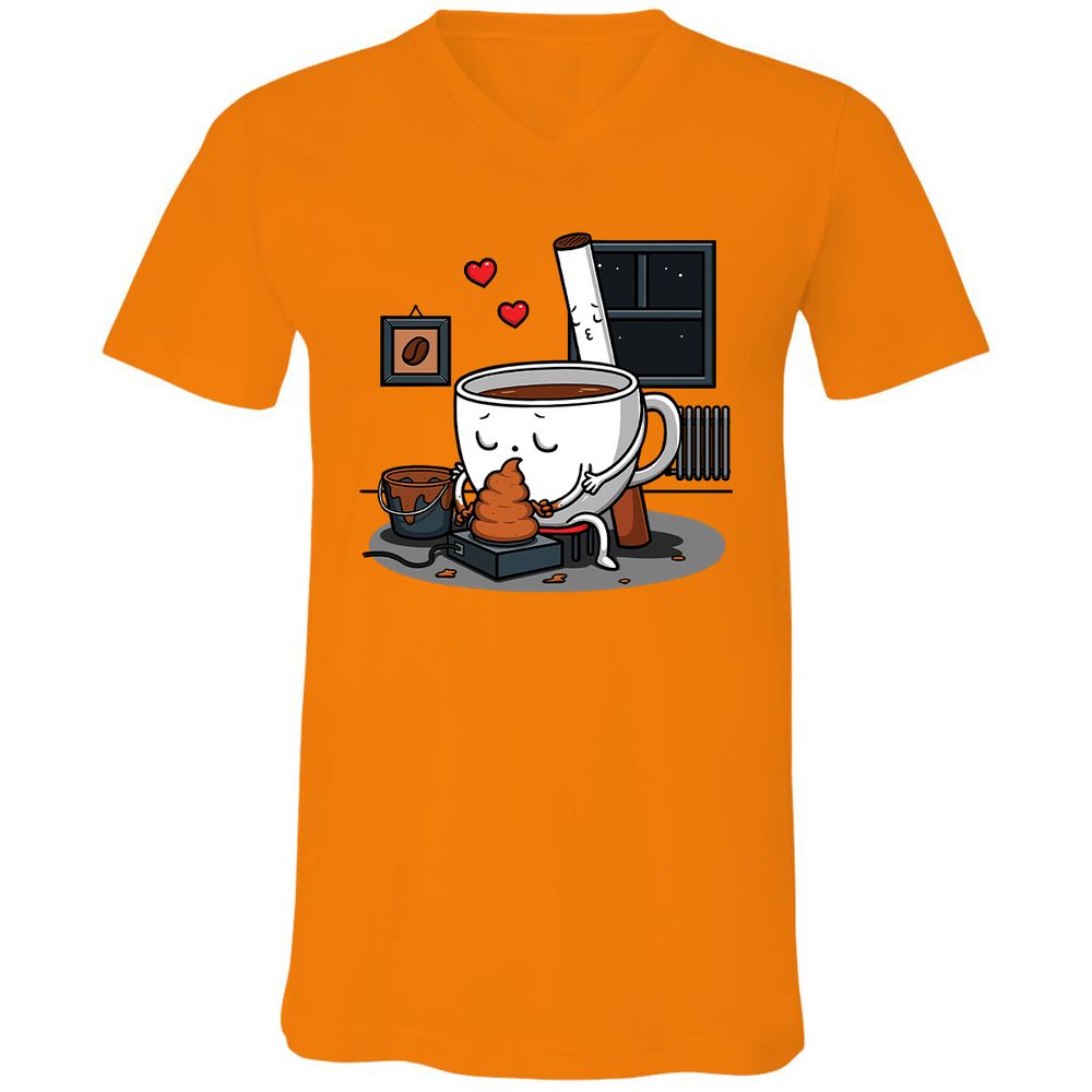 Unisex V-Neck T-Shirt - UFUZXEHZ - Orange - 11