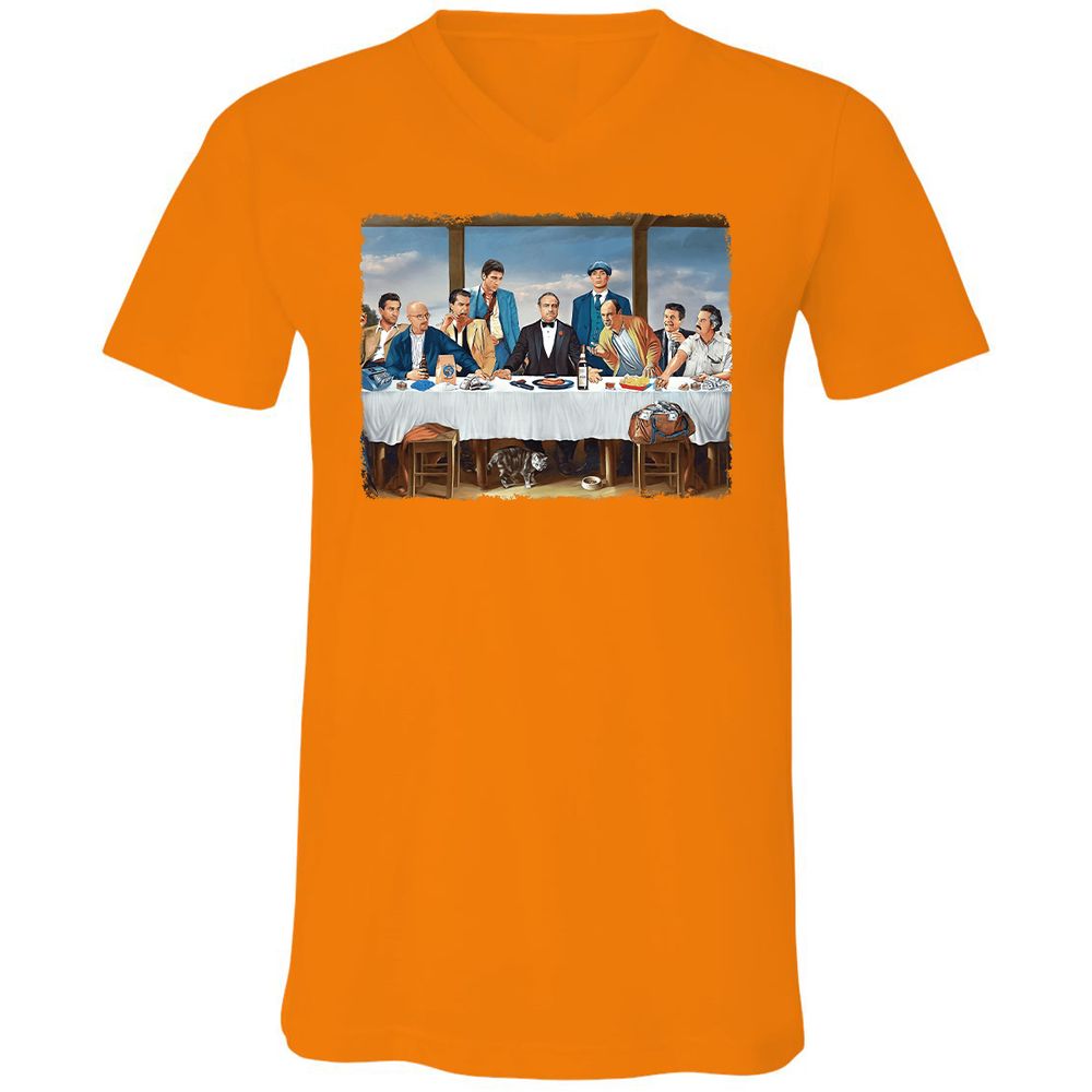 Unisex V-Neck T-Shirt - F6Y2ZLEL - Orange - 11