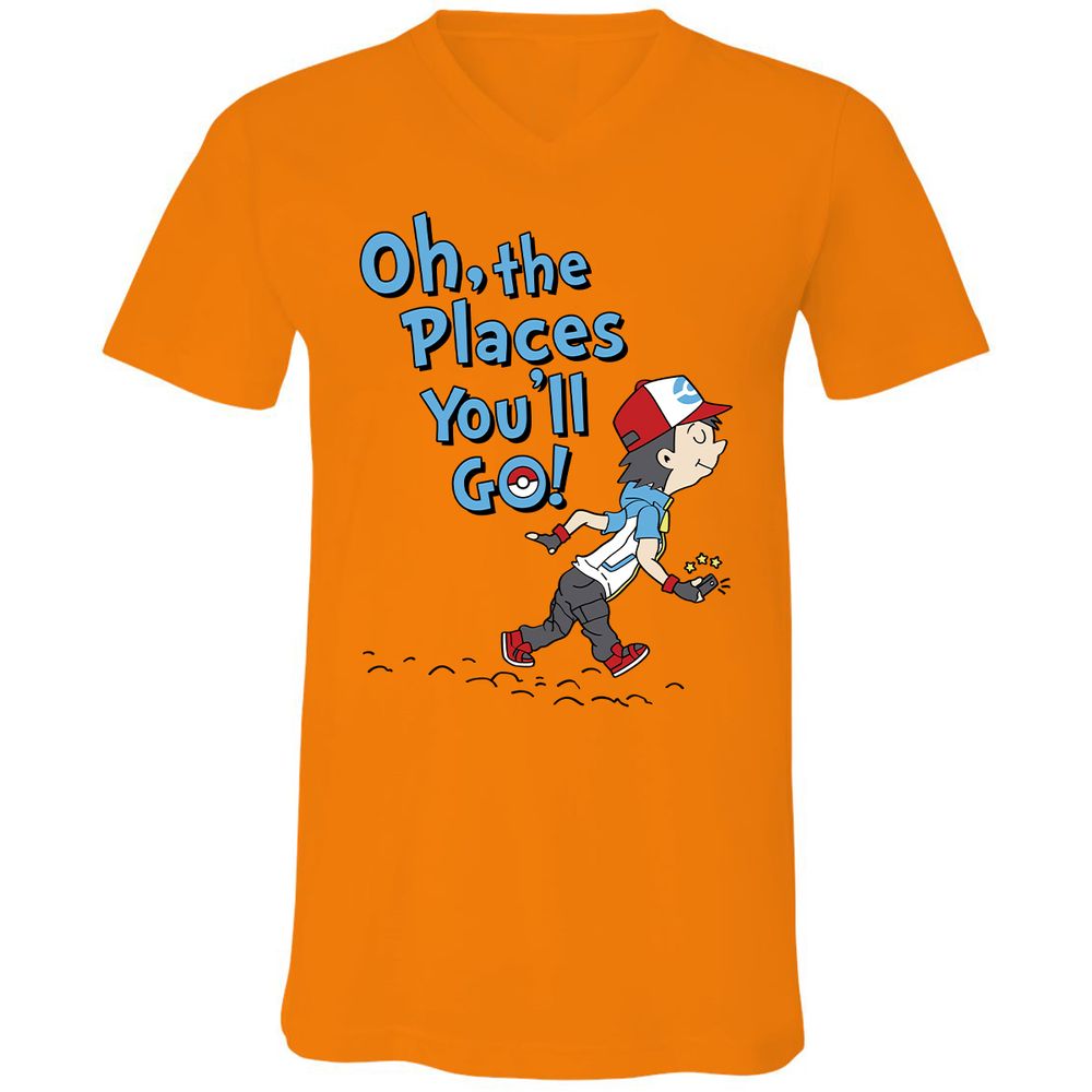 Unisex V-Neck T-Shirt - VKKEG6FM - Orange - 11