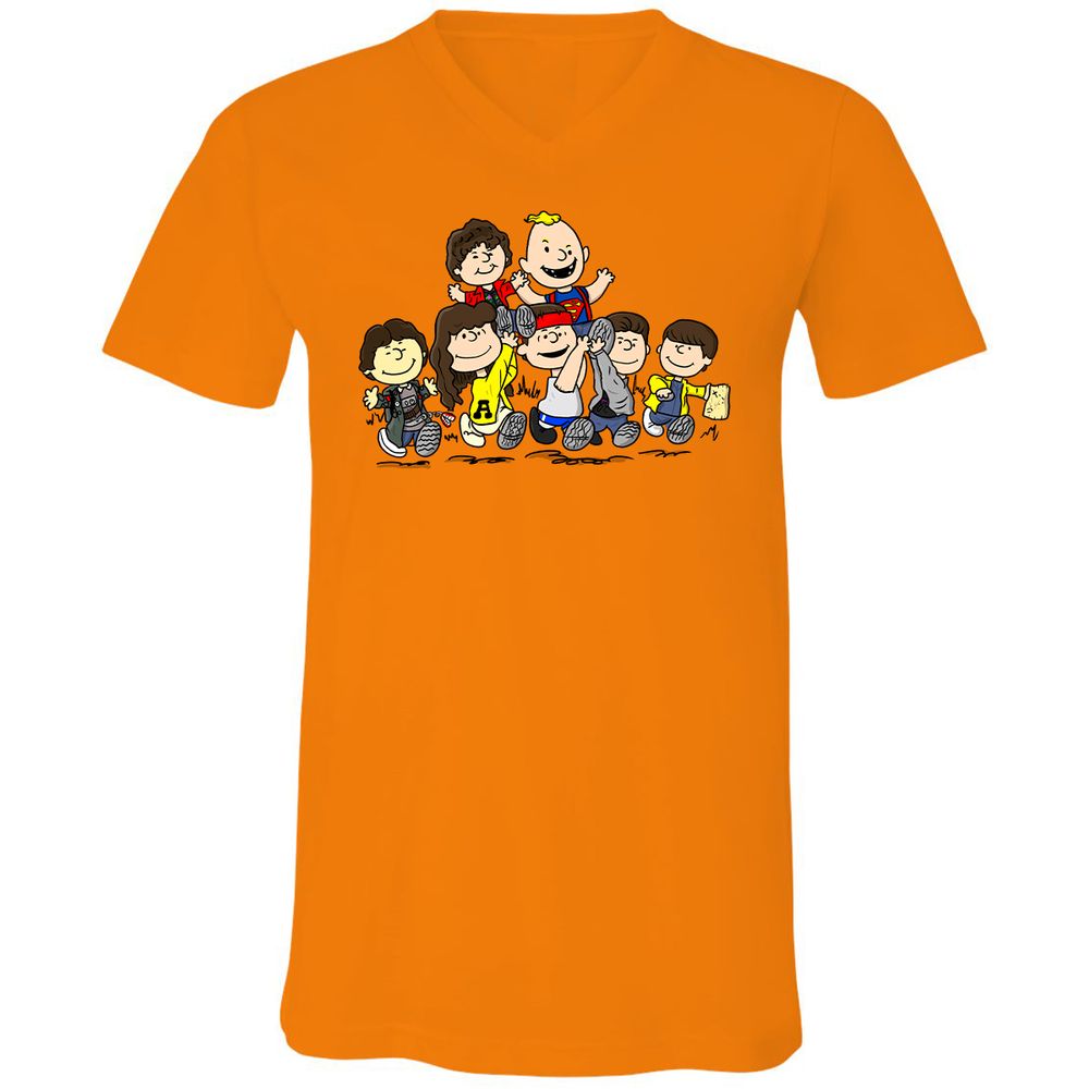 Unisex V-Neck T-Shirt - 5QJQ14DP - Orange - 11