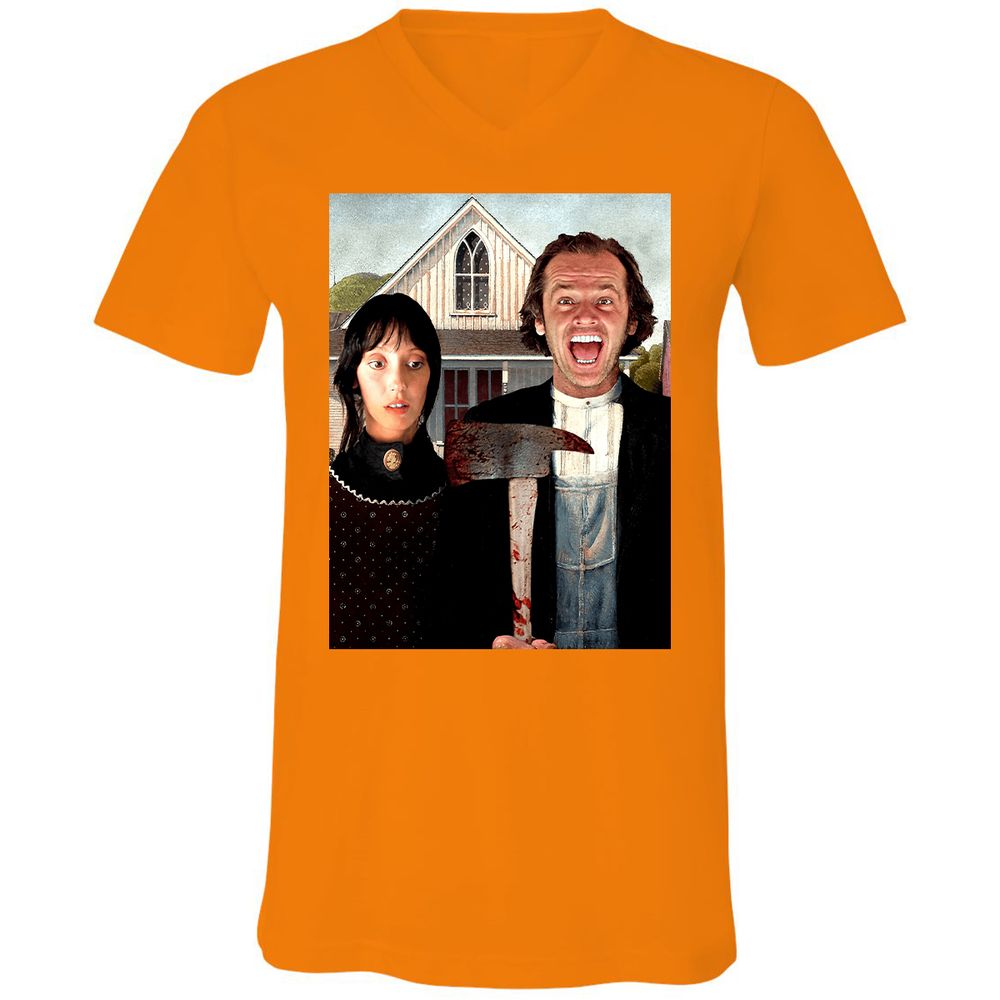 Unisex V-Neck T-Shirt - T1BJ8QQF - Orange - 11