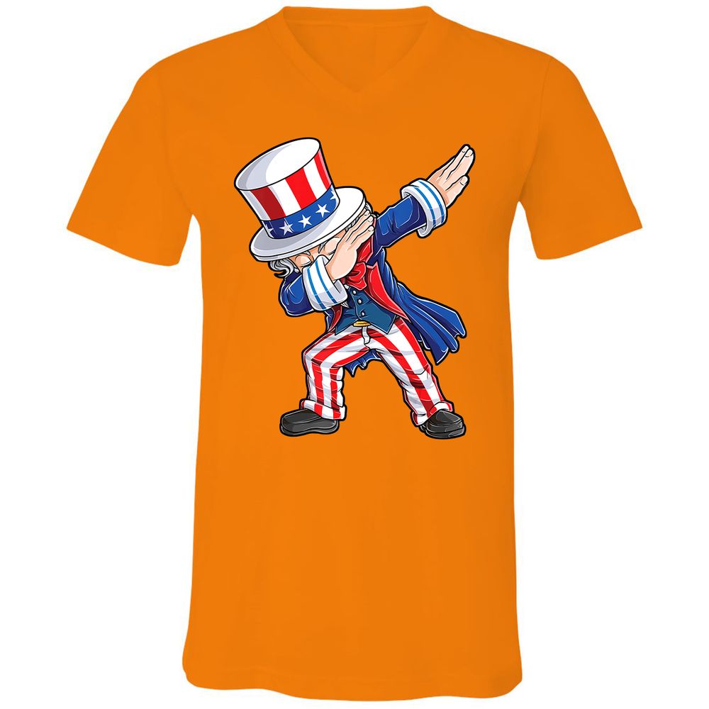 Unisex V-Neck T-Shirt - 9BWZB4LC - Orange - 11