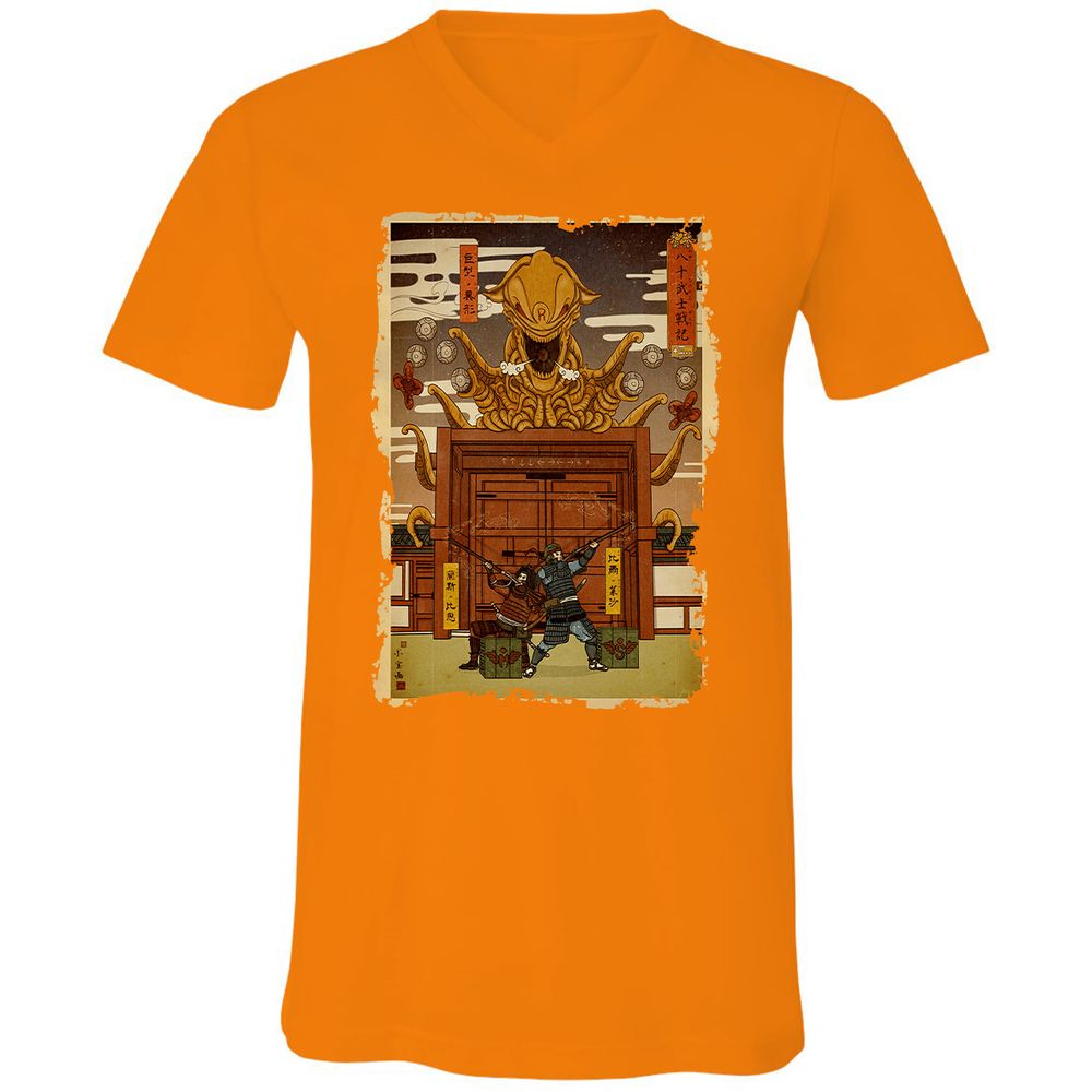 Unisex V-Neck T-Shirt - MREQH3NN - Orange - 11